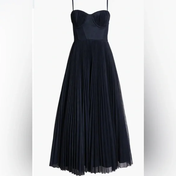 Hutch Pleated Cocktail Dress with Mesh Overlay - Picture 7 of 8